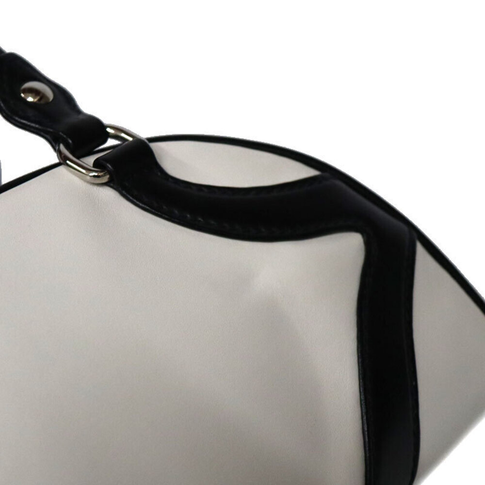 Prada Soft Calfskin Bowling Crossbody Bag White Black - Picture 4 of 6